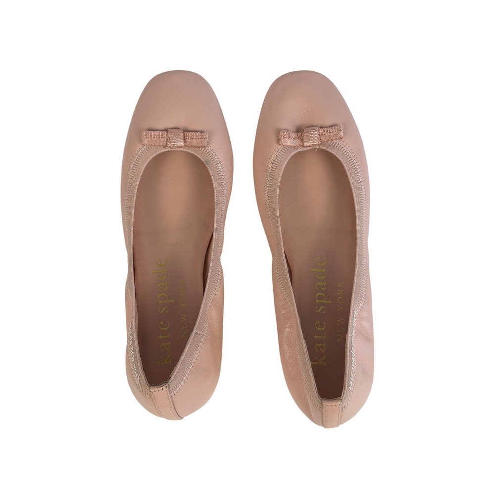 Kate Spade Claudette Ballet Flats Blush Pink Leather Bow Womens 7 UK 7.5 Preppy
